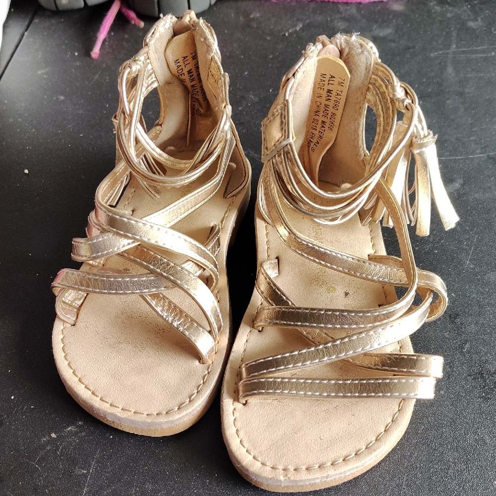 Rampage Metallic Gold Kids Strappy Dress Shoes